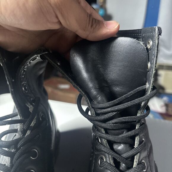 Dr Martens Doc 1460 Pascal Combat Boots Womens Size 7 US Black Flaws See Pics - Picture 5 of 15